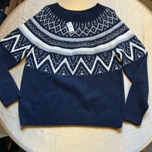 NWT TALBOTS BLUE/WHITE SWEATER LP
